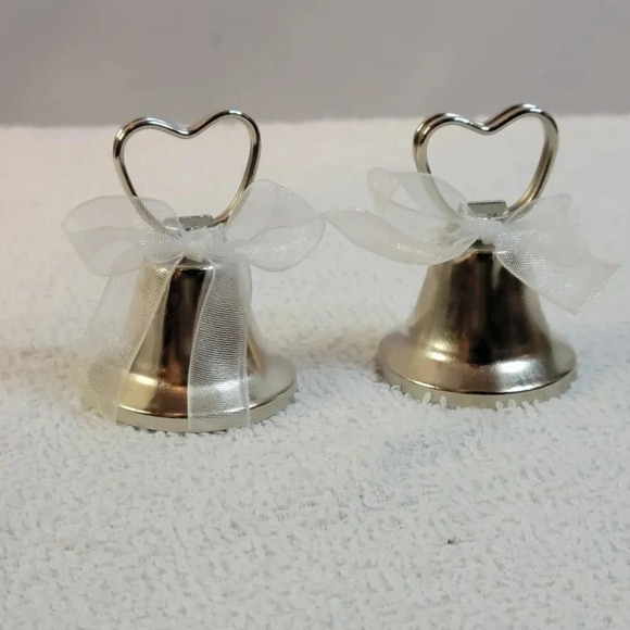 Wedding Bell Name Card Holder  or Photo Holder with Working Clapper - Picture 1 of 8